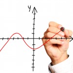 Male hand drawing numerical axis